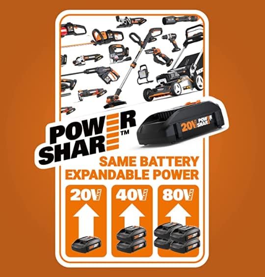 Worx 20V Cordless Leaf Blower WG547.9, Electric Blower, Powerful Turbine Fan Technology, 2-Speed Control, for One-Hand Operation, PowerShare – Bare Tool Only