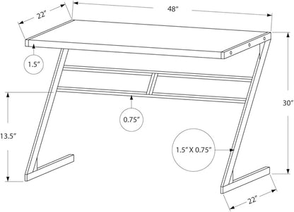 Monarch Specialties Simple Modern Study Laptop Table for Home & Office Computer Desk-Z-Shaped Metal Leg, 48" L, White