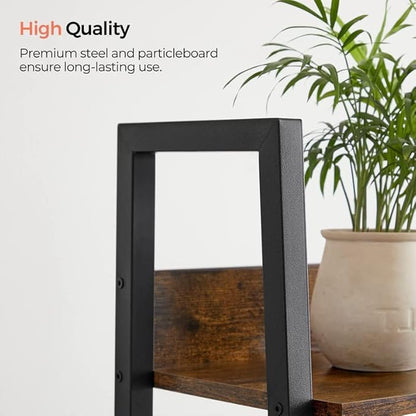 VASAGLE Bookshelf, 4-Tier Narrow Bookcase, Ladder Shelf for Home Office, Living Room, Bedroom, Kitchen, Rustic Brown and Ink Black ULLS108B01
