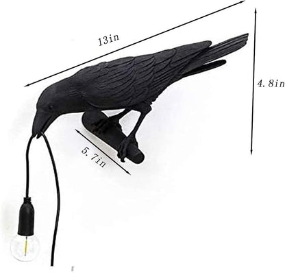 Raven Desk Lamp, Raven Lamp, Bird Lamp, Resin LED Bird Lamp for Bedroom/Office/Living Room/Farmhouse Art Deco with Plug (Right)