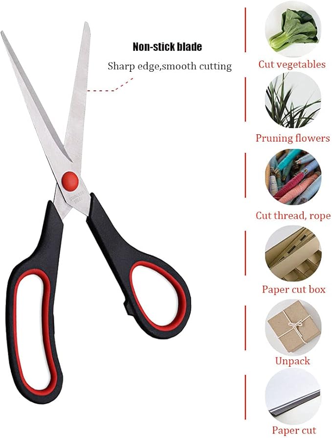 Scissors, Multipurpose office Scissors,8.5 Inch Ultra Sharp Shears, Comfort-Grip Handles Household scissors，Sturdy Sharp Craft Supplies - Pack of 5, Right/Left Hande
