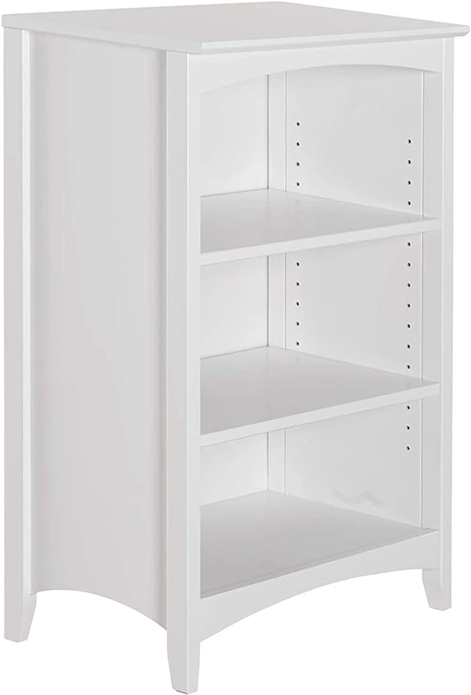 Shaker Style 3 Shelf Bookcase / Solid Wood / 36" High / Adjustable Shelving / Closed Back / Display Bookshelf for Living Room, Bedroom, Home and Office, White