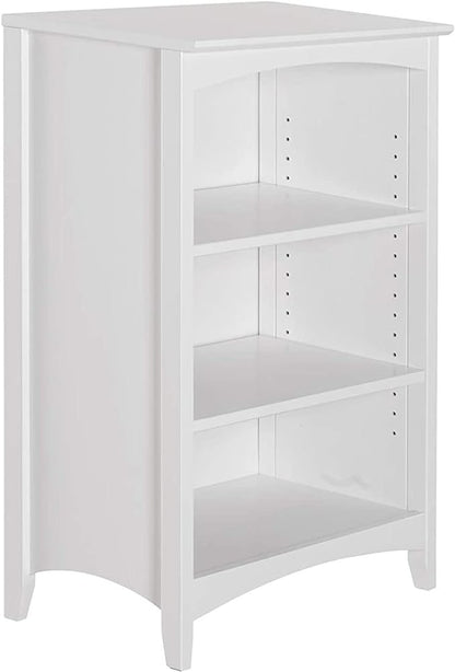 Shaker Style 3 Shelf Bookcase / Solid Wood / 36" High / Adjustable Shelving / Closed Back / Display Bookshelf for Living Room, Bedroom, Home and Office, White