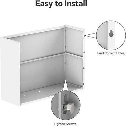 Heavy-Duty Galvanized Steel Planter with Removable Insert Shelf & 4 Drainage Holes - 32x12x24 Inches Large Size Outdoor/Indoor Garden Pot, White