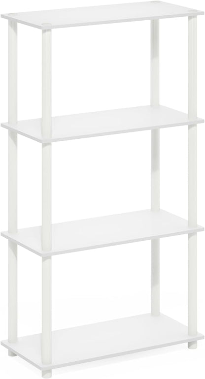 Furinno Turn-N-Tube 4-Tier Multipurpose Shelf Display Rack, White/White