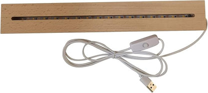 2Pcs 11.8" Rectangle Wooden Display Stand, Warm Light Wooden Lighted Base Wood Rectangle Led Display Pedestal Wood Night LED Light Lamp Base for Crystal Glass Resin Art