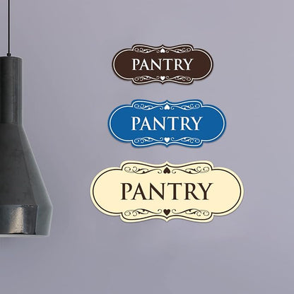 Designer Pantry Sign (Navy Blue/White) - Medium (5 Pack)