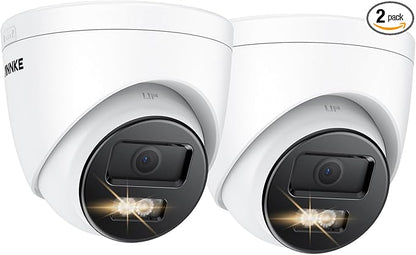 ANNKE C800 2Pack 4K Ultra HD PoE IP Security Camera AI Human Vehicle Detection, 8MP Outdoor Turret Camera with Audio Recording, 4.0mm Lens Wide Angle, Spotlight Color Night Vision, Up to 512GB SD Card