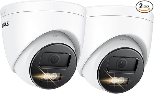 ANNKE C800 2Pack 4K Ultra HD PoE IP Security Camera AI Human Vehicle Detection, 8MP Outdoor Turret Camera with Audio Recording, 4.0mm Lens Wide Angle, Spotlight Color Night Vision, Up to 512GB SD Card