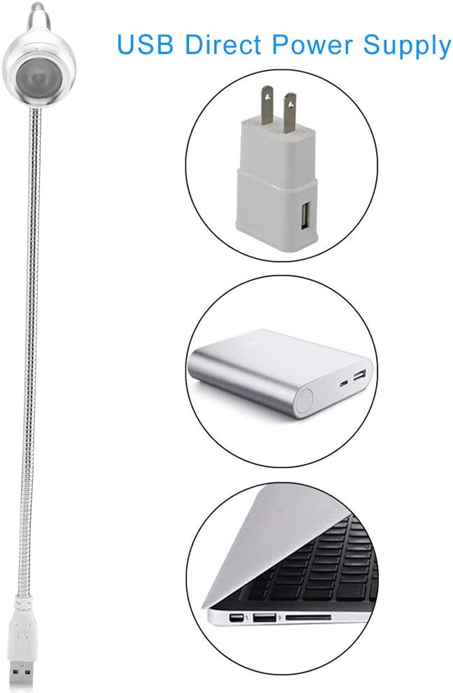 01 Friendly to Eyes Easy to Use LED Mini USB Lamp, No Flicker USB LED Lamp, for Desk(Silver, Warm Light)