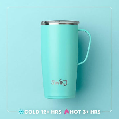 Swig Life 22oz Insulated Travel Mug with Handle & Lid, Sun Dance | Triple Insulated Stainless Steel - Handle & Lid Included - Keeps Coffee Hot or Cold - Cup Holder Friendly
