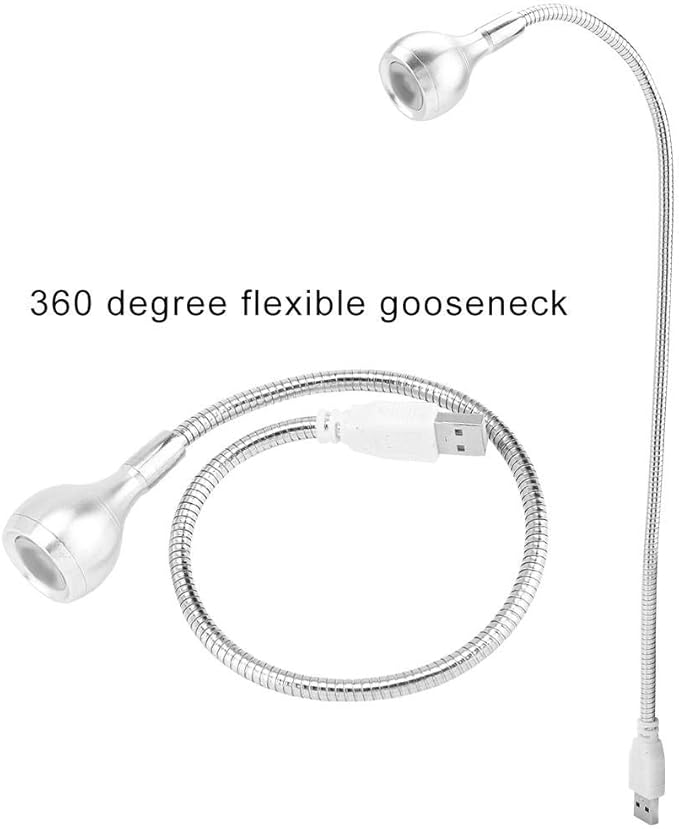 01 Friendly to Eyes Easy to Use LED Mini USB Lamp, No Flicker USB LED Lamp, for Desk(Silver, Warm Light)