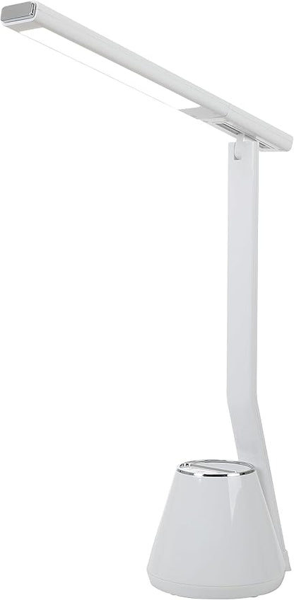 Folding Mini Desk Lamp - Dimmable Touch Control 8W LED Portable Light - Foldable 17.67" H Table Top Lamps for Office Home & Travel, White