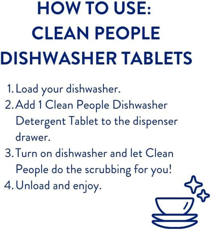 The Clean People Dishwasher Tablets - Cuts Grease & Rinses Sparkling Clean - Residue-Free - Phosphate Free Dishwashing Tablets (60 Count, Lemon Verbena)