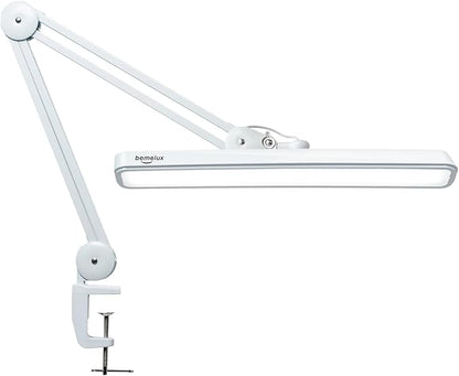 LED Architect Desk Lamp with Clamp, Metal Swing Arm 2000 Lumens Dimming Office Table Lamp for Task Work Drafting Reading Desktop, 117PCS Bright LEDs, 24W Workbench Lamp(White)