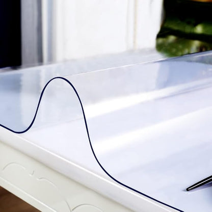 Multi-Size Thick Clear PVC Table Cover Protector 42x54 Inch Eco Plastic Vinyl Rectangle Office Desk Top Pad Cover Glass Wood Dining Coffee End Artwork Tabletop Protective Pad Glitter Desk Protector