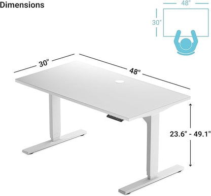 Standing desk bamboo, dual motor stand up desk adjustable height electric 48x30 - Bamboo Dark Gloss, Black Frame