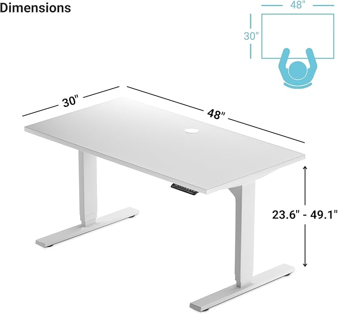 Standing desk bamboo, dual motor stand up desk adjustable height electric 48x30 - Bamboo Light Matte, White Frame