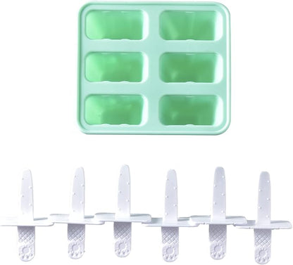 Popsicle Mold,Popsicle Molds 6 Pieces Silicone Ice Pop Molds BPA Free Popsicle Mold Reusable Easy Release Ice Pop Make (Green)