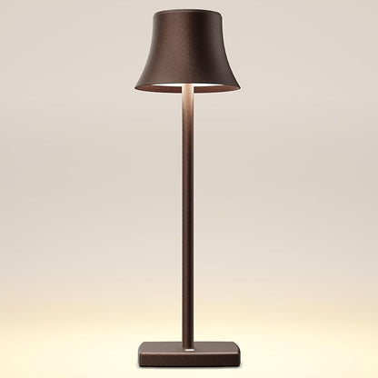 Cordless Table Lamp, Rechargeable Battery 5000mAh Metal Aluminum Housing USB LED Portable Powered Desk Lamp, 3 Levels Brightness Night Light for Restaurants Bedroom Outdoor (ferruginous)