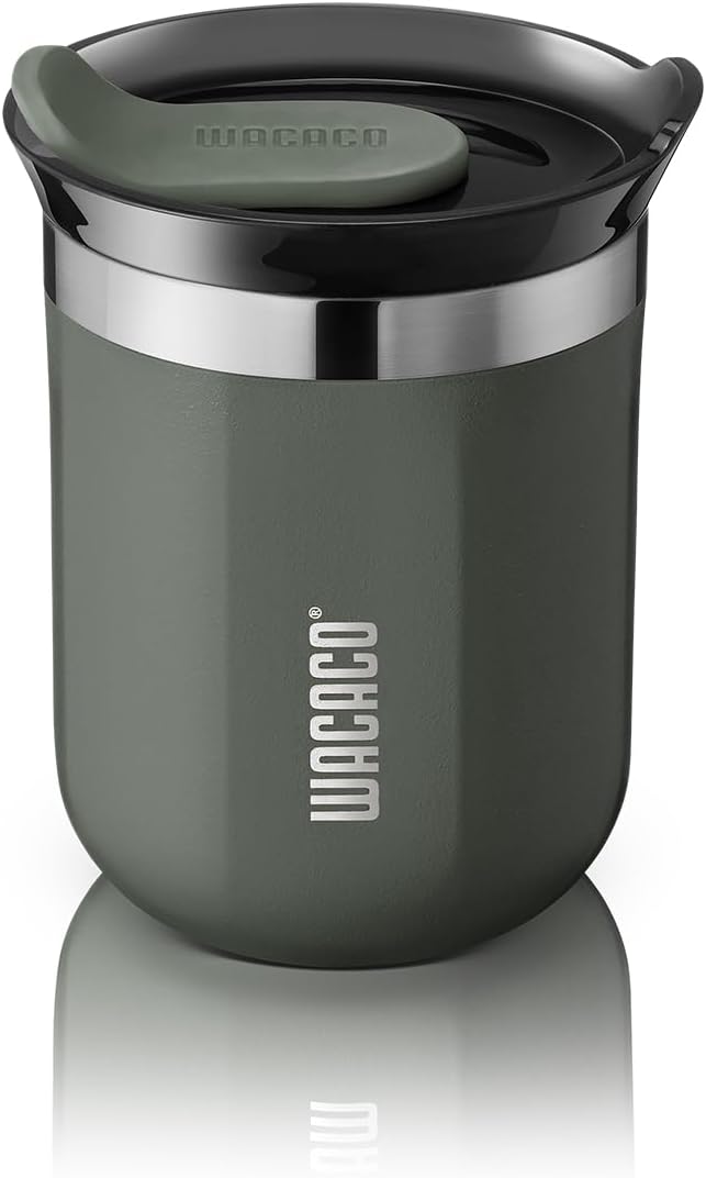 WACACO Octaroma Classico Vacuum Insulated Coffee Mug, Double-wall Stainless Steel Travel Tumbler With Drinking Lid, 6 fl oz (180ml), Dim Grey