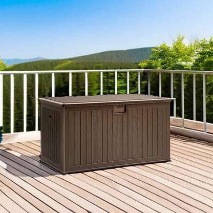YITAHOME XL 150 Gallon Large Deck Box,Outdoor Storage for Patio Furniture Cushions,Garden Tools,Waterproof,Lockable (Black)
