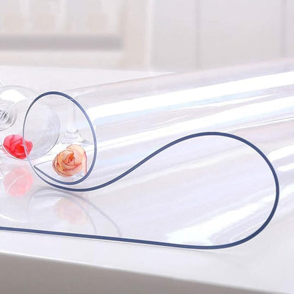 NECAUX Custom 52 x 107 Inch Clear Table Cover Protector, 1.5mm Thick Wood Grain Transparent Table Pad Non-Slip Tablecloth Plastic Protective Pad for Dining Room Table Conference Table Meeting Table