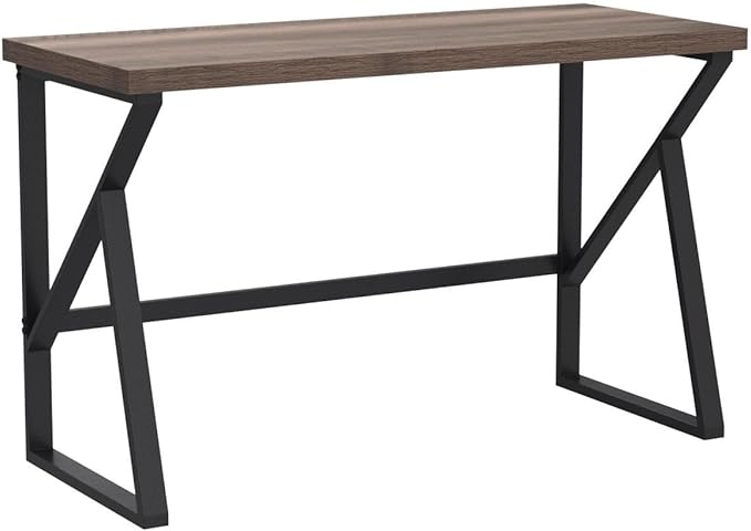 HSH Minimalist PC Desk, Industrial Home Office Desk, Sturdy Wood and Metal Desk, Rustic Vintage Oak 55 Inch Work Study Writing Desks Computer Table for Living Room Bedroom
