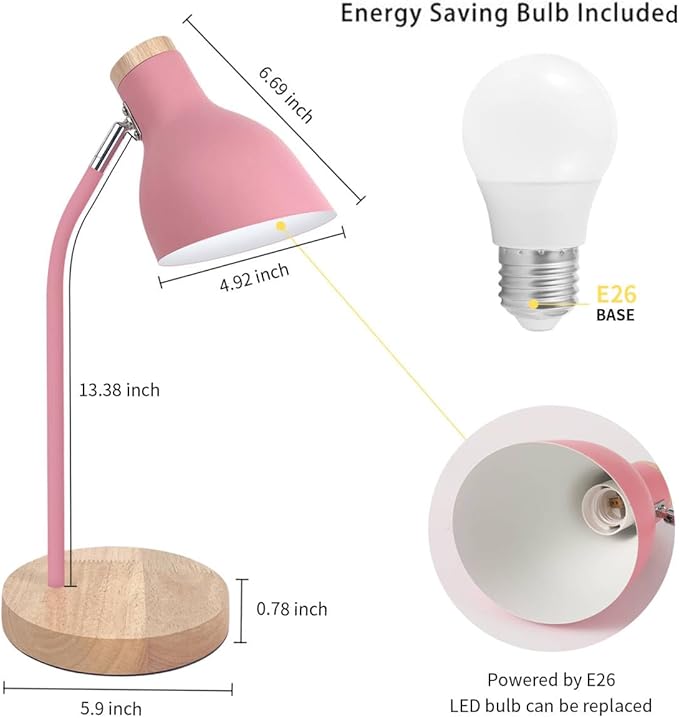 Himmel Desk Lamp, Adjustable Metal Table Lamp, Children's Table Lamp for Bedroom, Living Room, E27 Socket Reading Next to Lamp (Grey)