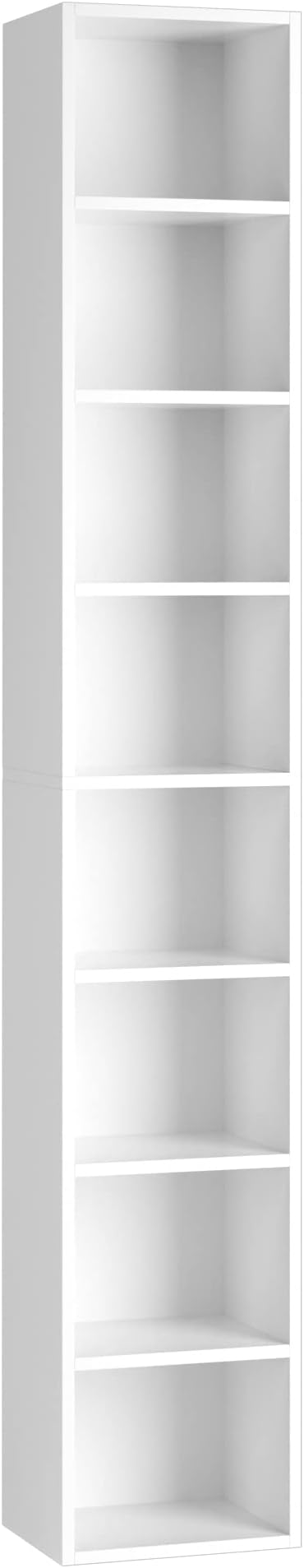 FOTOSOK 8-Tier Media Tower Rack, 11.6 X 9.3 X 70.9 Inches CD DVD Slim Storage Cabinet with Adjustable Shelves, Tall Narrow Bookcase Display Bookshelf for Home Office, white