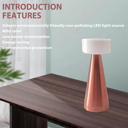 Portable Metal LED Table Lamp, Cordless Metal Desk Lamp, Touch Control Rechargeable Lamp,3-Levels Brightness Room Decor Desk Lamp,Bedside Lamp,Dining Room Lamp (Rose Gold)