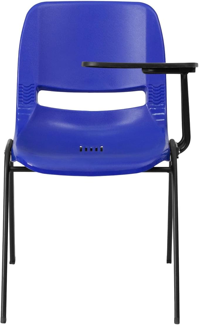 Flash Furniture Blue Ergonomic Shell Chair with Left Handed Flip-Up Tablet Arm