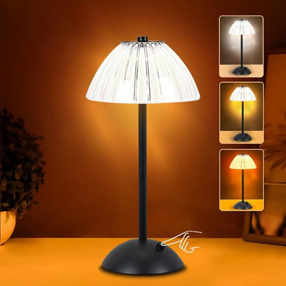 Portable Crystal LED Table Lamp, 3-Levels Brightness Desk Lamp, 3 Color Touch Control Rechargeable Lamp, Night Light, Bedside Lamp,Dining Room Lamp (Black)