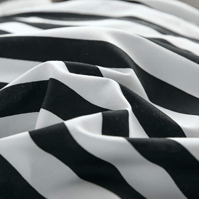 White and Black Stripes Comforter Set Twin Women Bedding Set Soft Durable White Striated Bedding Set Black Stripes Ticking Quilts Hotel Quality Comforter Set Girls White Black Stripes Bed Set