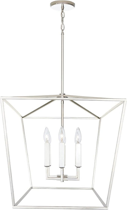 Capital Lighting 837661PN Thea Symmetrical Clear Line Island/Linear Pendant, 6-Light 360 Total Watts, 21" H x 42" W, Polished Nickel