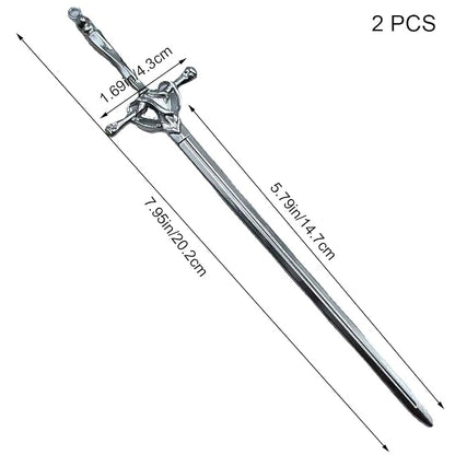 2 Pcs Metal Sword Hair Sticks Vintage Hair Chopsticks Simple and Elegant Hair Pins Sticks for Women and Girls Daily Wear