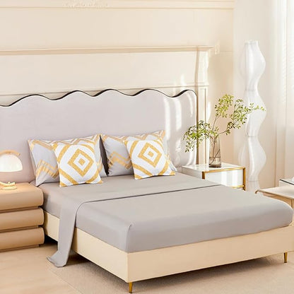 7PCS Gold and Grey Comforter Set,Gray Comforter Set Queen Size,Metallic Blush and Grey Bedding Set Queen,Bed in A Bag Queen for Teen Girls Women,Bedroom Decoration Queen 7Pcs