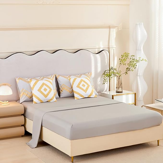7PCS Gold and Grey Comforter Set,Grey Bedding Set Full Size,Metallic Blush and Grey Bedding Set Full,Bed in A Bag Full Comforter for Teen Girls Women,Bedroom Decoration Full 7Pcs