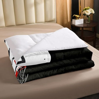 Erosebridal Boys Black Basketball Bedding Set Full Kids Sports Comforter Set Teen Basketball Hoop Down Comforter Soft Lightweight Quilted Duvet 3 Pcs Basketball Lovers Bedroom Decor