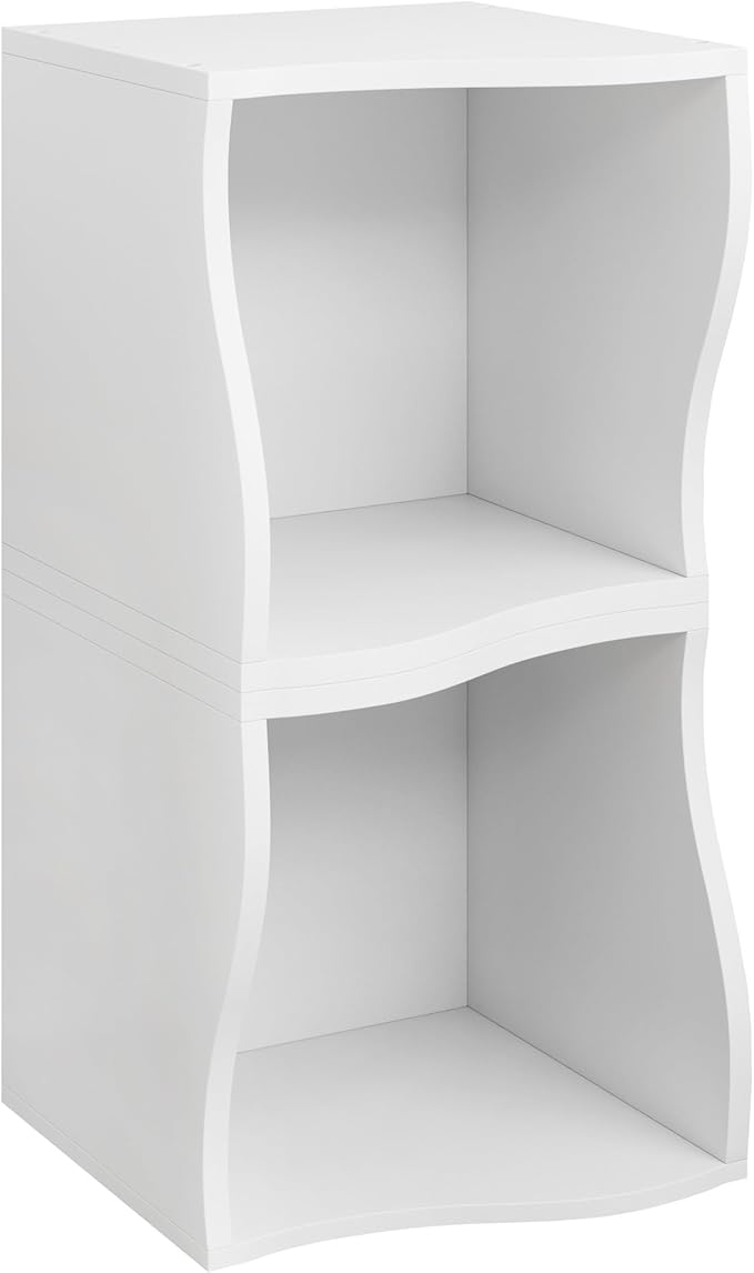 ECYIL Double Layered Independent Storage Rack, Full Circular Color Blocking Bookshelf, Suitable for Home, Office, Living Room, etc (white)
