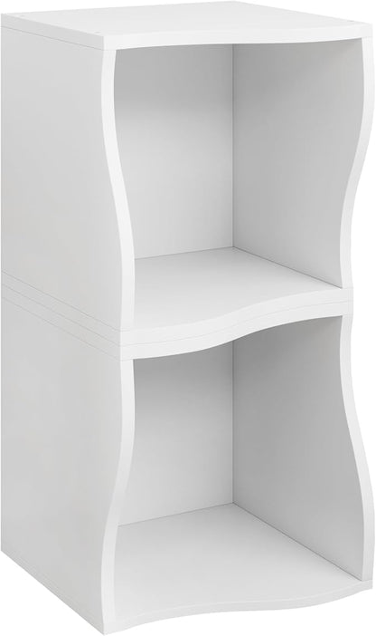 ECYIL Double Layered Independent Storage Rack, Full Circular Color Blocking Bookshelf, Suitable for Home, Office, Living Room, etc (white)