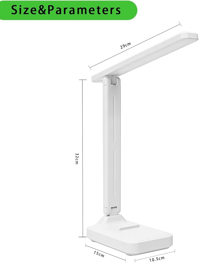 Desk lamp,LED Lamp,Touch Control,3 Color Modes,Eye-Protecting Table Lamp,Led Lights for Bedroom,Home,Office,Black (Medium Size, White)