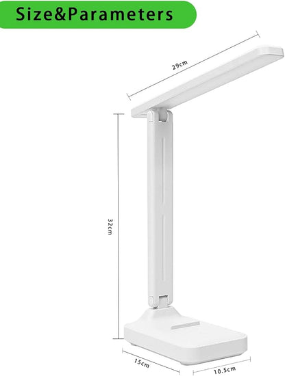 Desk lamp,LED Lamp,Touch Control,3 Color Modes,Eye-Protecting Table Lamp,Led Lights for Bedroom,Home,Office,Black (Medium Size, White)