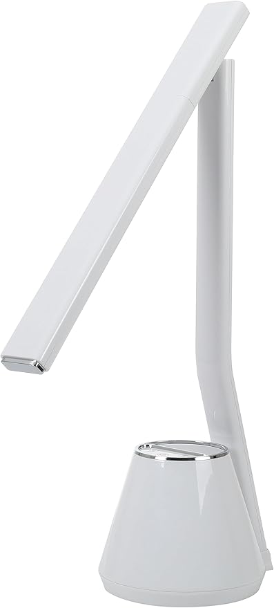 Folding Mini Desk Lamp - Dimmable Touch Control 8W LED Portable Light - Foldable 17.67" H Table Top Lamps for Office Home & Travel, White