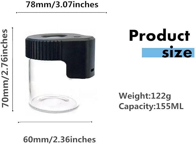 Led Transparent Glass Seal Storage Jar, Light-Up Magnifying Ornamental Glass Bottle (Black)