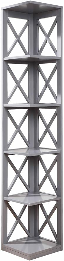 Convenience Concepts Oxford 5 Tier Corner Bookcase, Gray