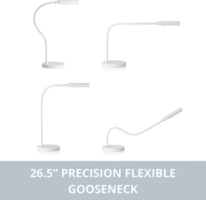 Reliable UberLight Flex 4100TL Task Light – LED Portable Desk Light with Base, USB Connection, 26.5” Flexible Gooseneck, 270° Rotational Head, 9 Light Settings, and up to 60,000 Hours of Use (White)