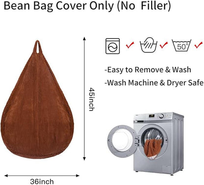 Bean Bag Chairs Cover (No Filler), for Adults,Teens,Kids,[Small 32 * 28 in] Coffee