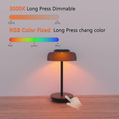LED Desk Lamp with USB Ports,Bedside Lamps for Bedrooms,RGB Gradient Touch Control Table Lamp,3 Way Dimmable Nightstand Lamp with Bilayer Round Shade,for Couple Dinner/Desk/Cafe/Dining Room/Terrace