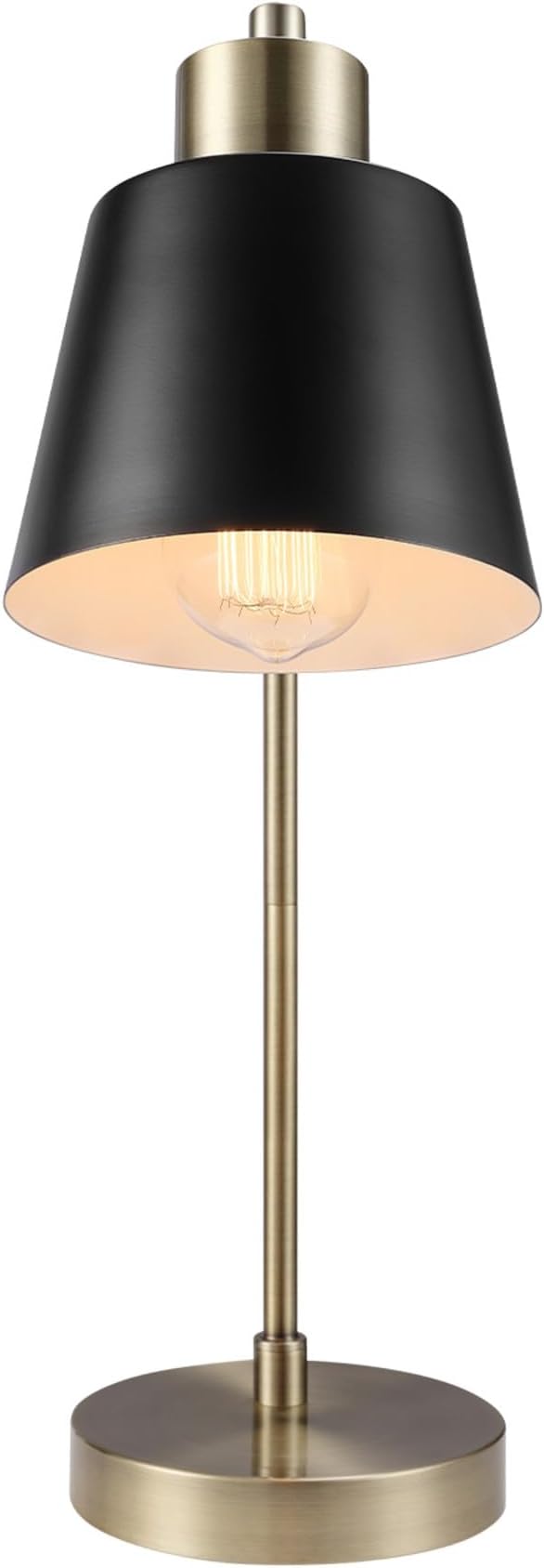 Globe Electric 61000055 18" Desk Lamp, Matte Brass Finish, Matte Black Metal Shade, Pivot Joint, On/Off Rotary Switch on Shade, E26 Base Bulb, Lamp for Living Room, Home Office